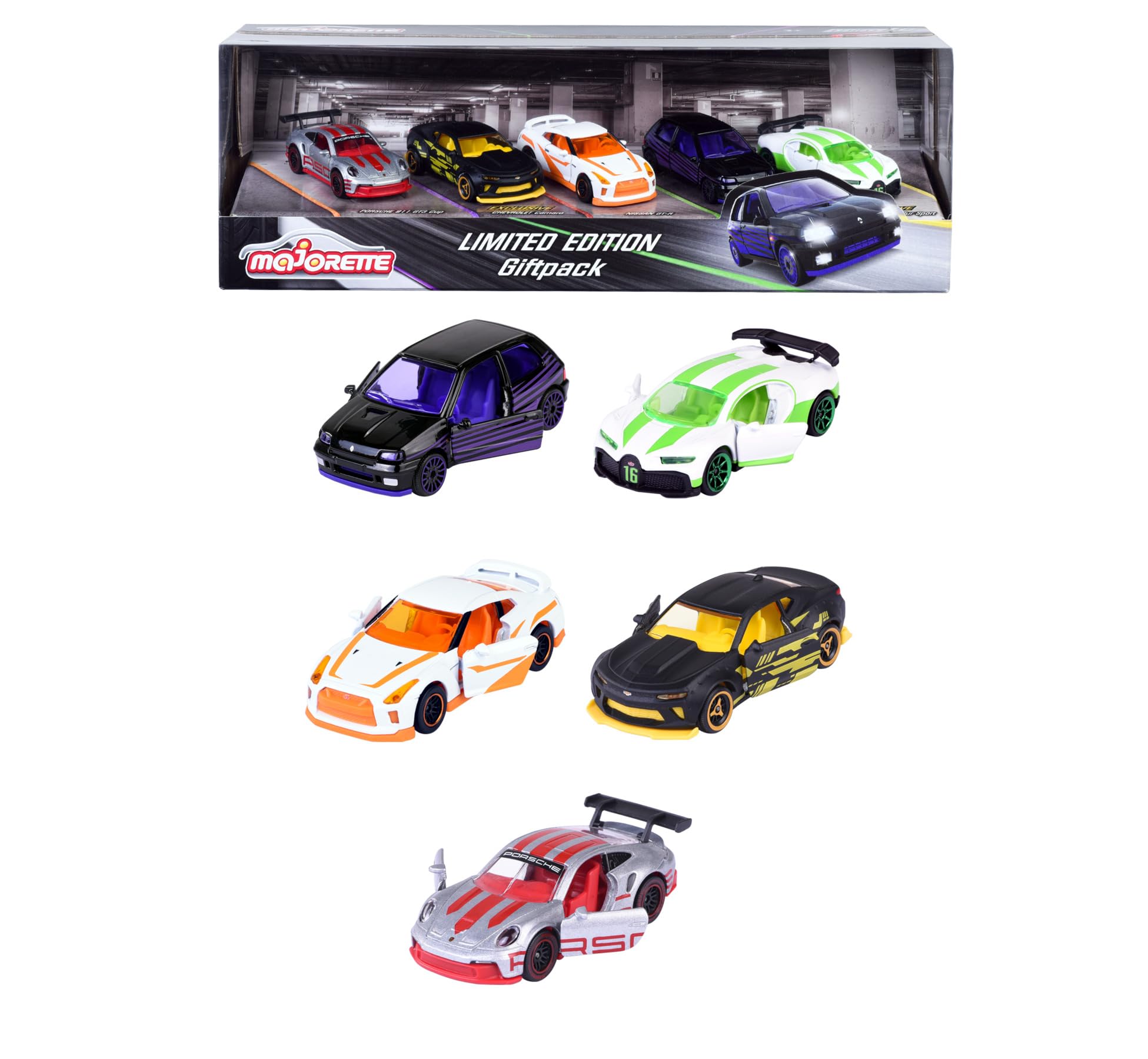 Majorette - Set de 5 Coches Edicion Limitada 10 - Maquetas de vehiculos de Juguete en Metal Fundido a presión, suspensión, 7,5 cm,para niños a Partir de 3 años (212054035)