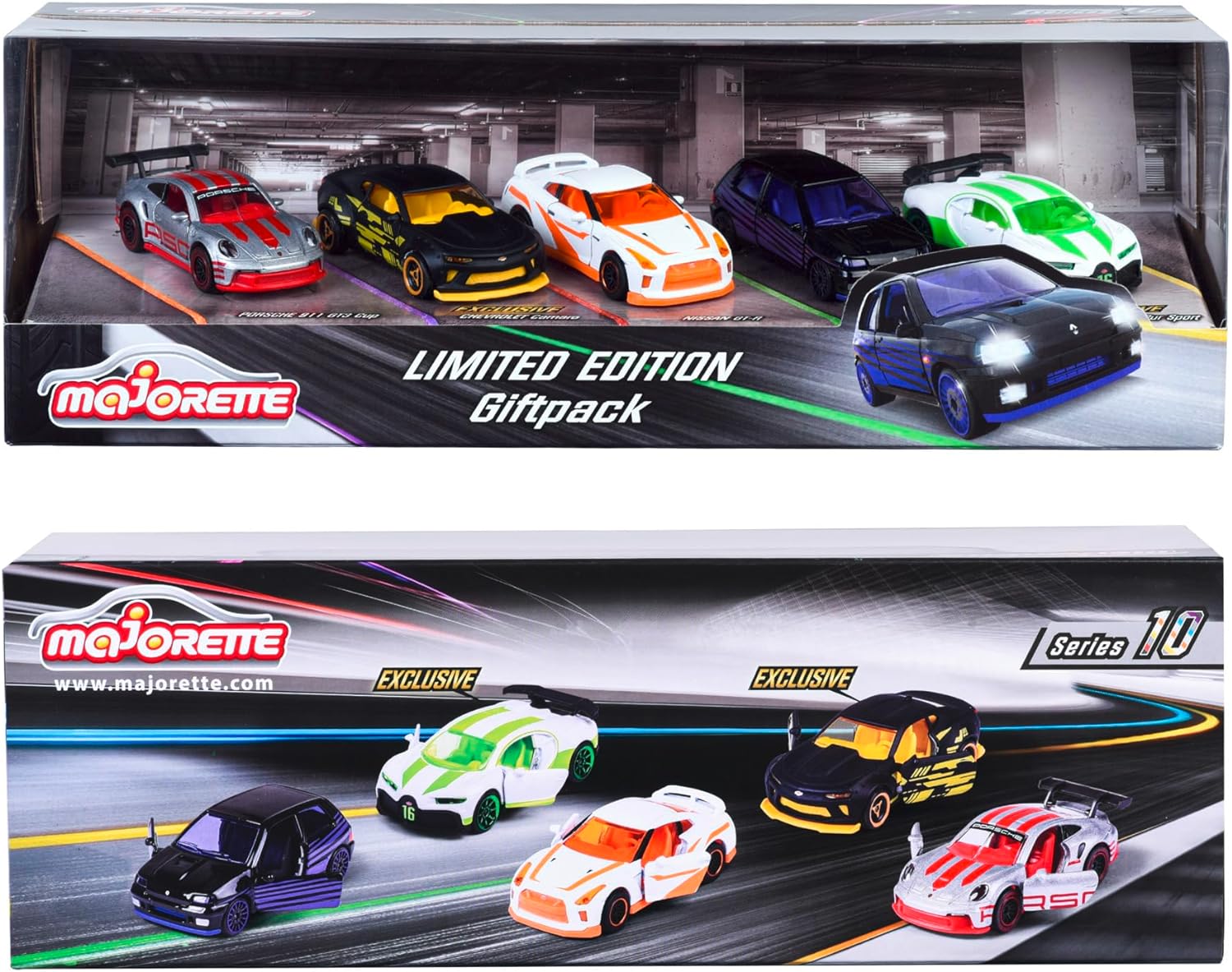 Majorette - Set de 5 Coches Edicion Limitada 10 - Maquetas de vehiculos de Juguete en Metal Fundido a presión, suspensión, 7,5 cm,para niños a Partir de 3 años (212054035)