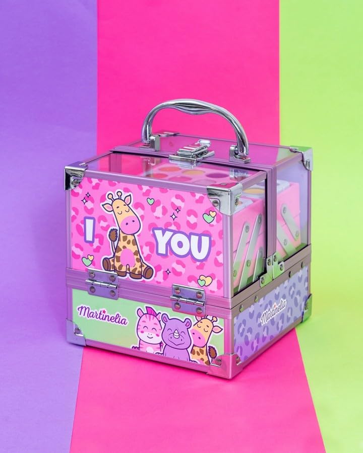 MARTINELIA My Best Friends Big Makeup Case make-upset voor kinderen met spiegel, oogschaduw en lipgloss, ideaal cadeau voor de verjaardag van meisjes, meerkleurig, 17,5/17/18 cm, Meerkleurig.,