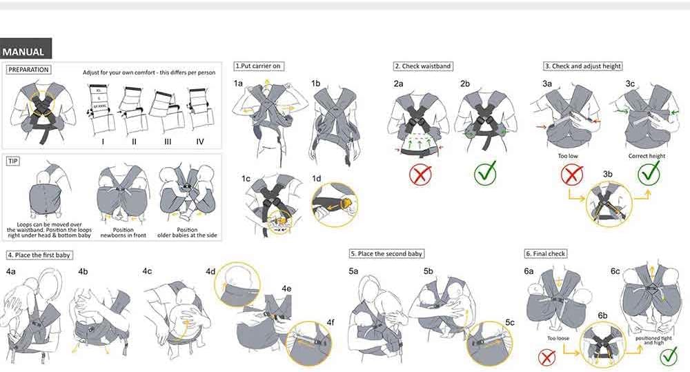 MiniMonkey - Baby Twin Carrier Black