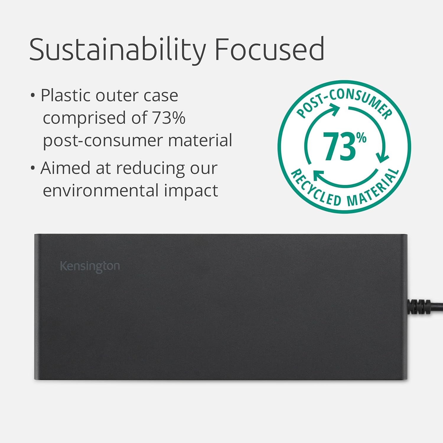 Kensington SD4842P USB-C Triple Video HD (1080p @ 120Hz) Docking Station, Up to 100W Power Delivery, 5 x Plug and Charge USB Ports, Made From 73% Post-Consumer Recycled Content (K32810EU