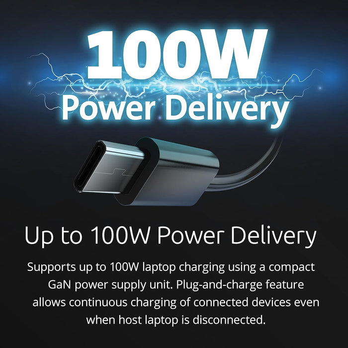 Kensington SD4842P USB-C Triple Video HD (1080p @ 120Hz) Docking Station, Up to 100W Power Delivery, 5 x Plug and Charge USB Ports, Made From 73% Post-Consumer Recycled Content (K32810EU