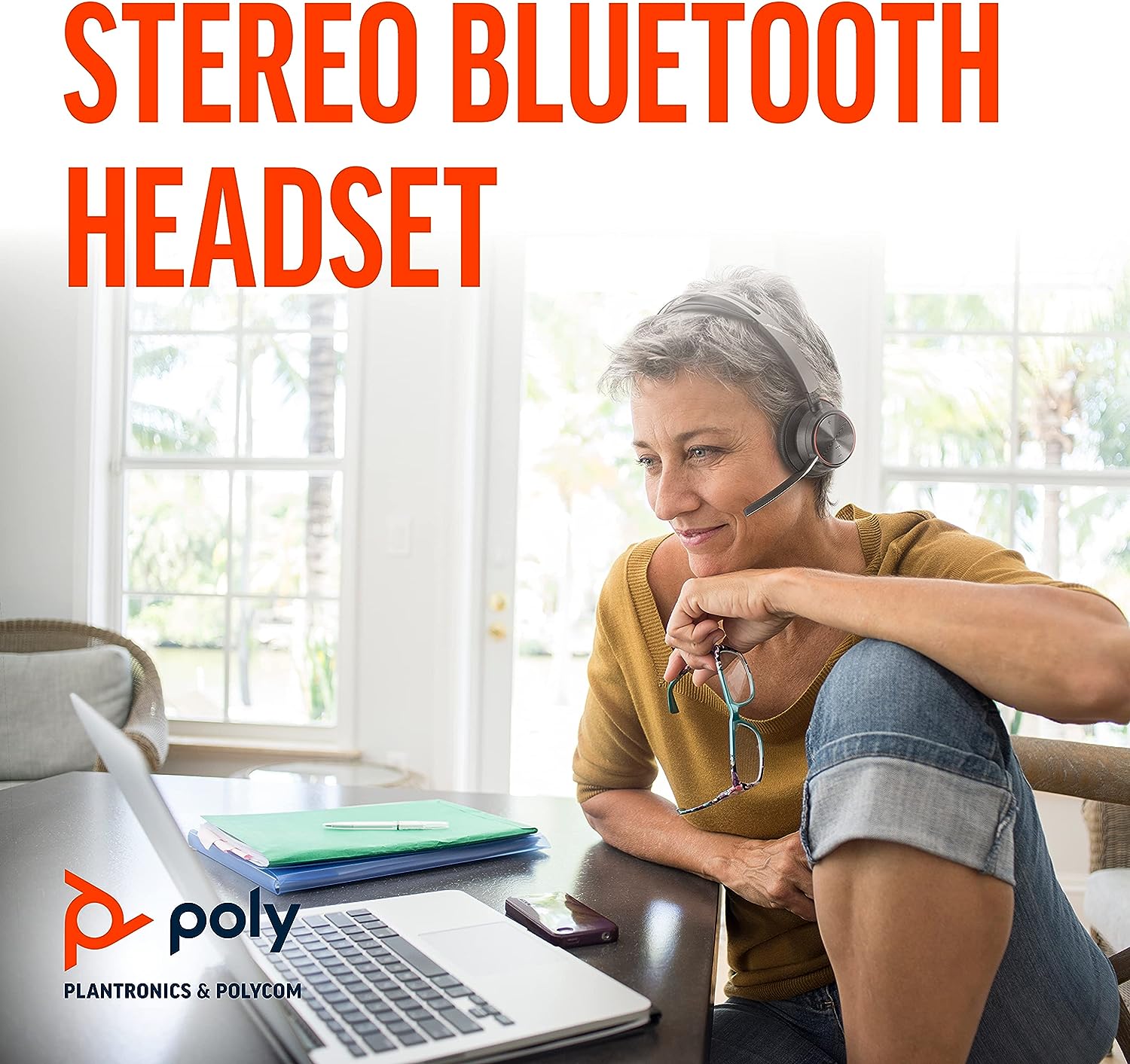 Poly - Voyager Focus 2 UC USB-C Headset (Plantronics) - Bluetooth Dual-Ear (Stereo) Headset with Boom Mic - USB-C PC/Mac Compatible - Active Noise Canceling - Works with Teams, Zoom & more