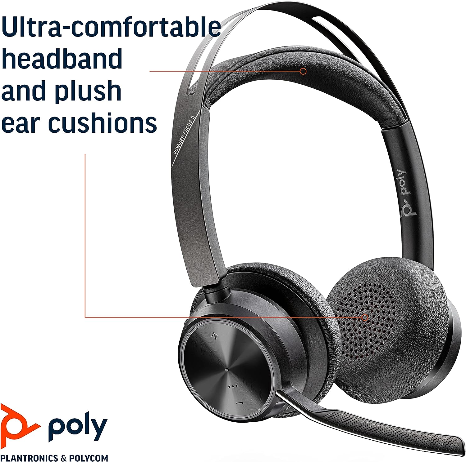 Poly - Voyager Focus 2 UC USB-C Headset (Plantronics) - Bluetooth Dual-Ear (Stereo) Headset with Boom Mic - USB-C PC/Mac Compatible - Active Noise Canceling - Works with Teams, Zoom & more