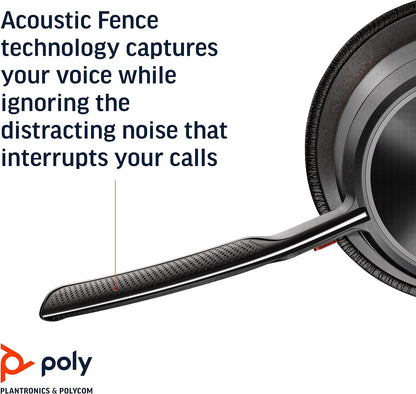 Poly - Voyager Focus 2 UC USB-C Headset (Plantronics) - Bluetooth Dual-Ear (Stereo) Headset with Boom Mic - USB-C PC/Mac Compatible - Active Noise Canceling - Works with Teams, Zoom & more