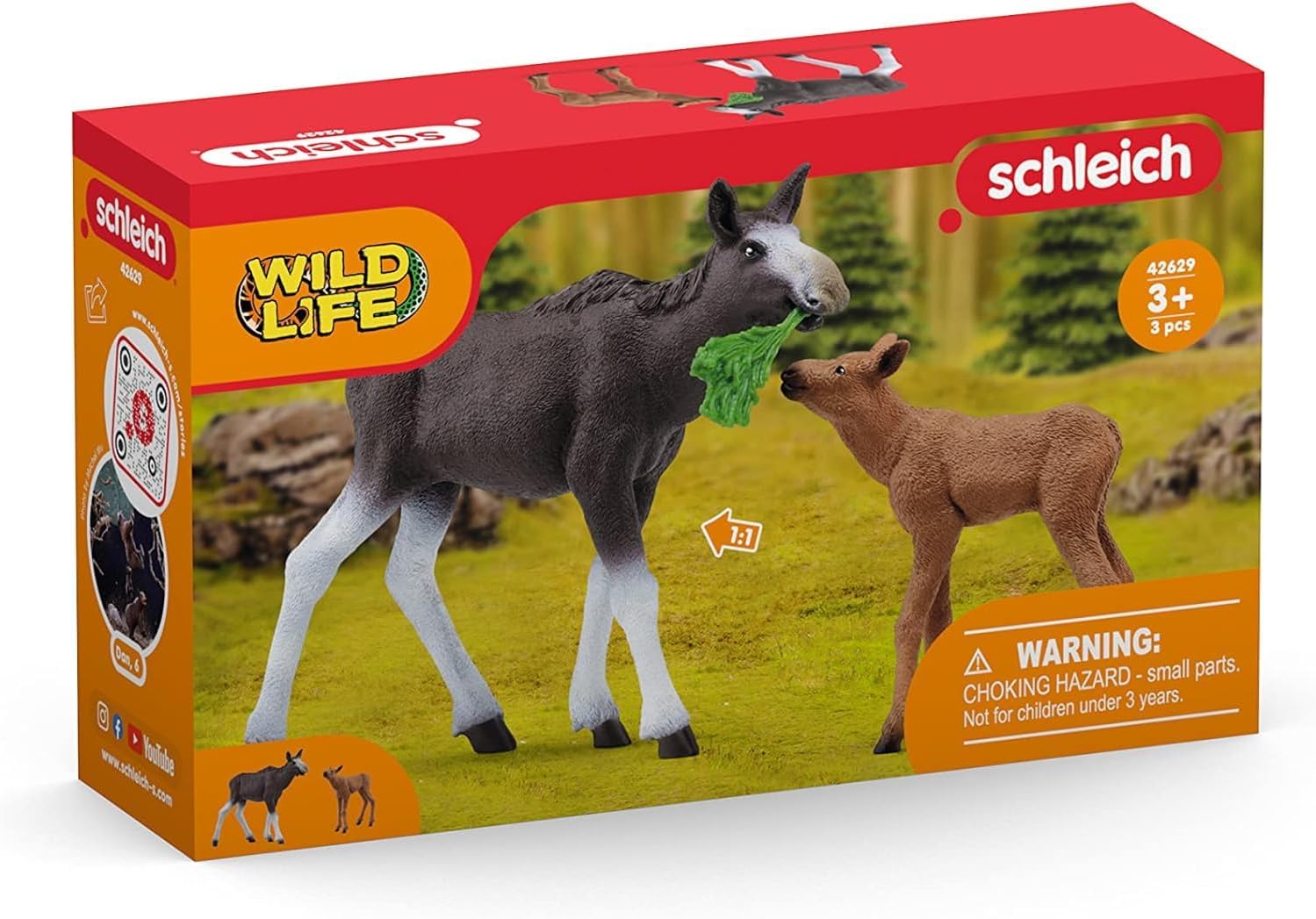 schleich 42629 WILD LIFE Mosse with Calf Playset for ages 3+