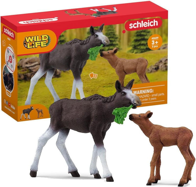 schleich 42629 WILD LIFE Mosse with Calf Playset for ages 3+