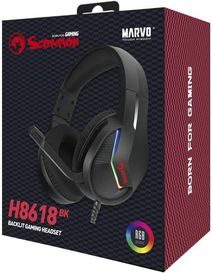 MARVO Gaming Headset with Microphone H8618, RGB, Black