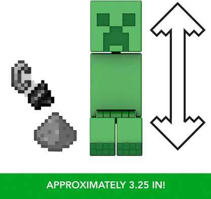 Minecraft Action Figures & Accessories Collection, 3.25-in Scale with Pixelated Design (Characters May Vary), HTL80