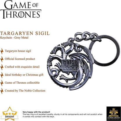 De elegante collectie Targaryen Sigil sleutelhanger (Gun Metal