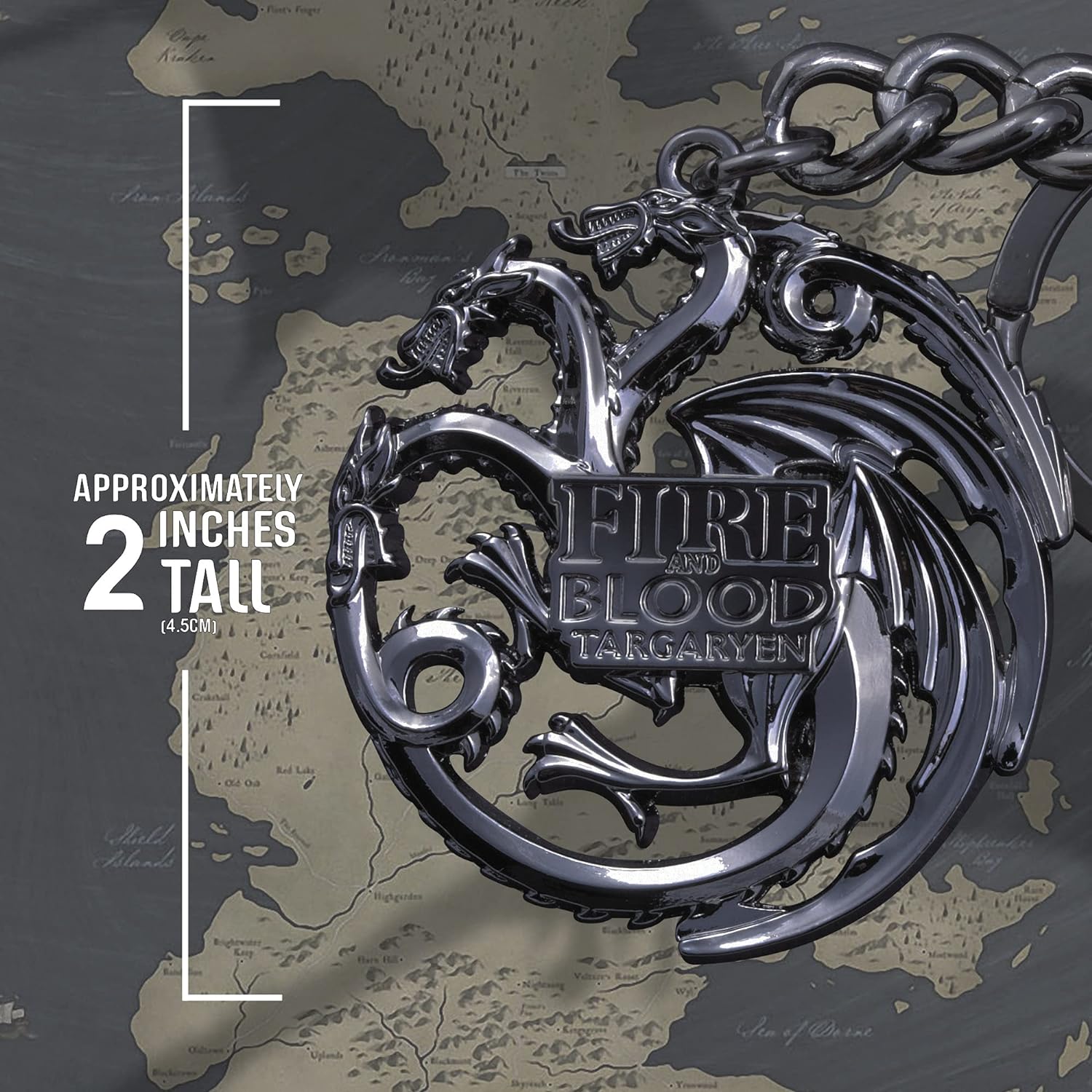 De elegante collectie Targaryen Sigil sleutelhanger (Gun Metal