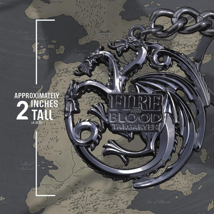 De elegante collectie Targaryen Sigil sleutelhanger (Gun Metal