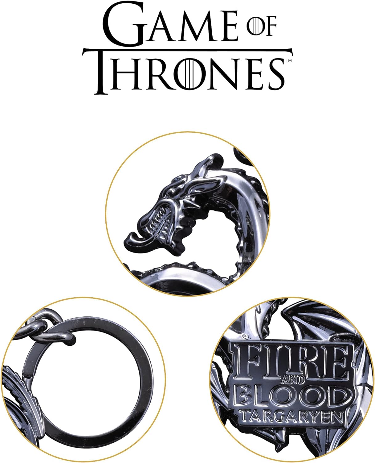 De elegante collectie Targaryen Sigil sleutelhanger (Gun Metal