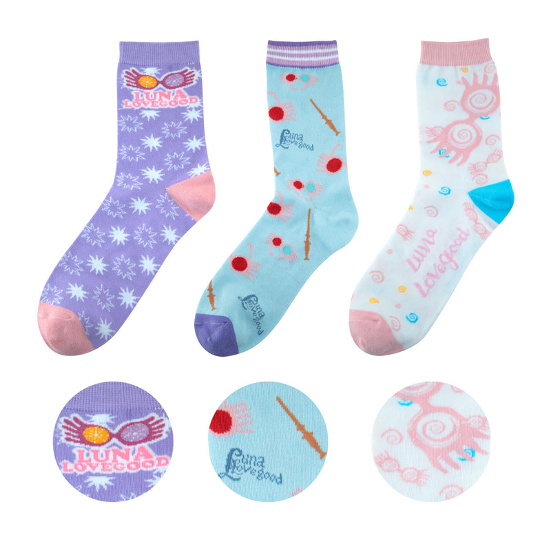 Cinereplicas Harry Potter - Set of 3 Luna Lovegood Socks One Size - Officially Licensed