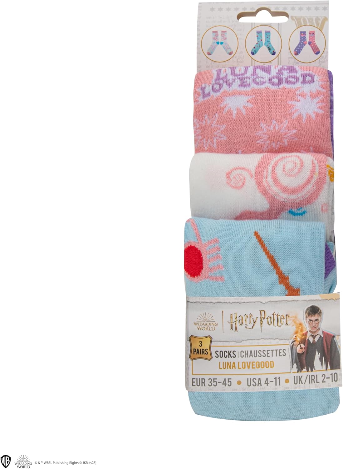 Cinereplicas Harry Potter - Set of 3 Luna Lovegood Socks One Size - Officially Licensed