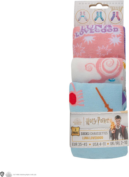 Cinereplicas Harry Potter - Set of 3 Luna Lovegood Socks One Size - Officially Licensed