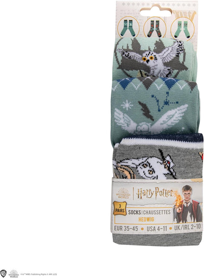 Cinereplicas Harry Potter - Set of 3 Hedwig Socks One Size - Official Licence, Multicoulor, 35-45
