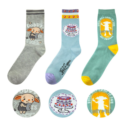 Cinereplicas Harry Potter – Set of 3 Pairs of Dobby Socks One Size – Official Licensed, Multicoloured, 35-45