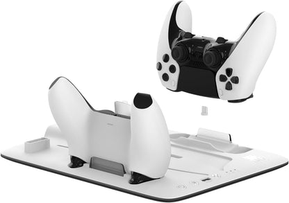 Imp Gaming DLX Twin Charging Tower With Cooling Fans & Game Storage Stand PlayStation 5 Slim PlayStation 5 Slim Black and White