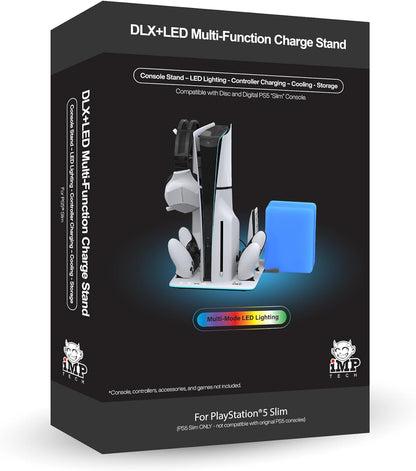 Imp Gaming DLX LED Twin Charging Tower With Cooling Fans & Game Storage Stand PlayStation 5 Slim