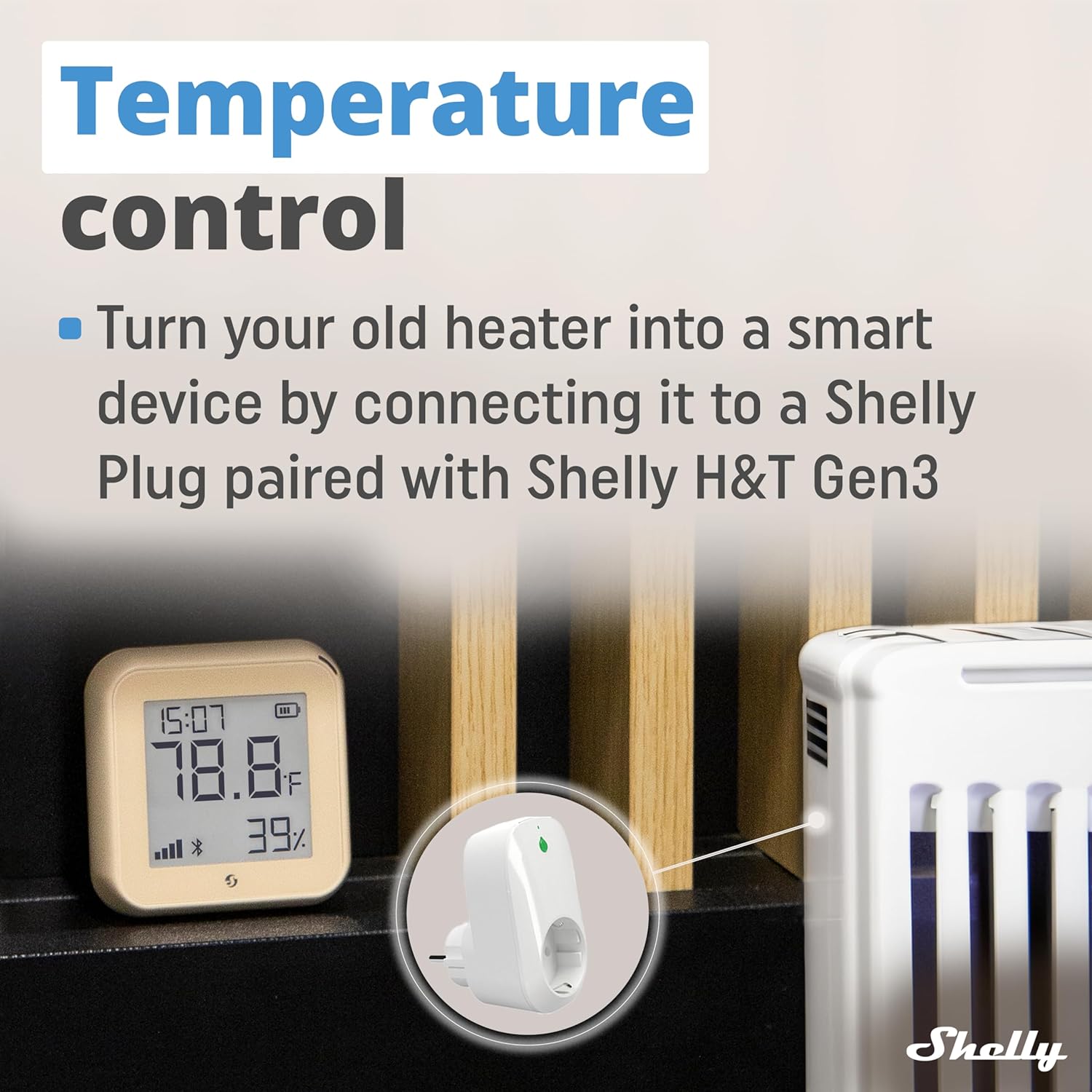Shelly H&T Gen 3 Mocha | 2er Pack |Wi-Fi und Bluetooth Temperatur&Luftfeuchtigkeitssensor | Hausautomation | Kein Hub erforderlich | Lange Batterielebensdauer | Wandmontierbar