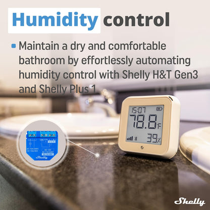 Shelly H&T Gen 3 Mocha | 2er Pack |Wi-Fi und Bluetooth Temperatur&Luftfeuchtigkeitssensor | Hausautomation | Kein Hub erforderlich | Lange Batterielebensdauer | Wandmontierbar