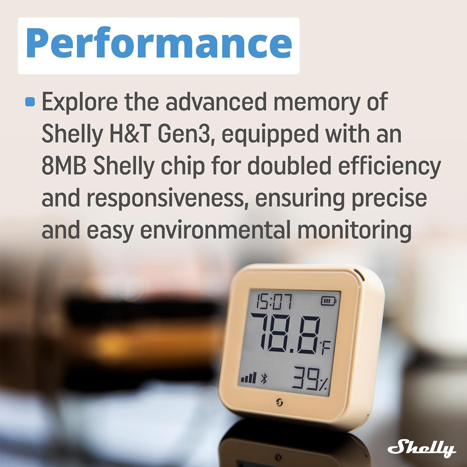 Shelly H&T Gen 3 Mocha | 2er Pack |Wi-Fi und Bluetooth Temperatur&Luftfeuchtigkeitssensor | Hausautomation | Kein Hub erforderlich | Lange Batterielebensdauer | Wandmontierbar