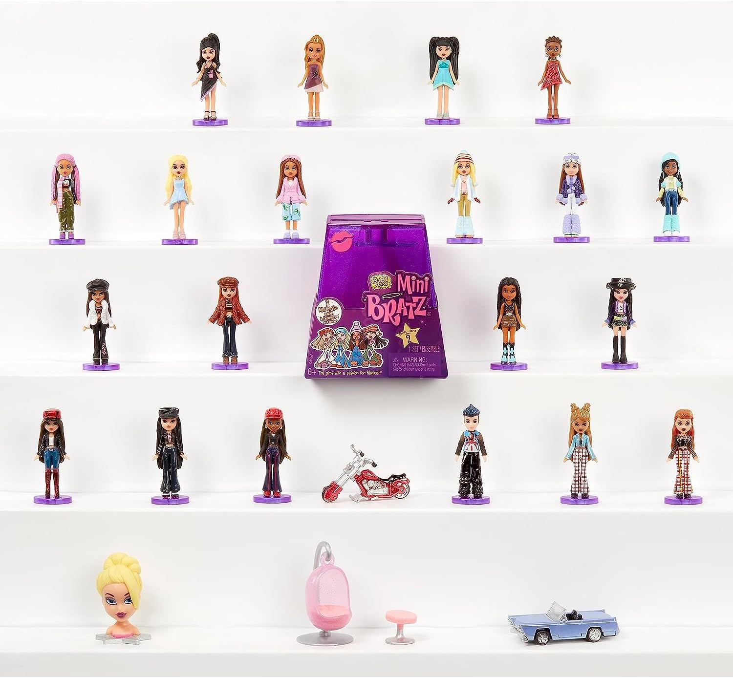 MGA'S MINIVERSE Mini Bratz Serie 2 - Y2K Nostalgia - 2 Mini Bratz en Cada Paquete - Embalaje Ciego Que Sirve de Expositor - Figuras coleccionables para niños y coleccionistas Mayores de 6 años