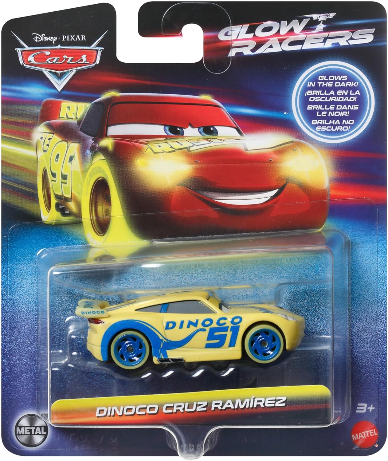 Disney Pixar Cars Glow Racers - Dinoco Cruz Ramirez - Cars Metal