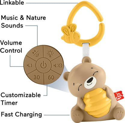 Fisher Price Beary Soothing Portable Baby Sound Machine with Night Light & Customizable Timer for Newborns, HRB18