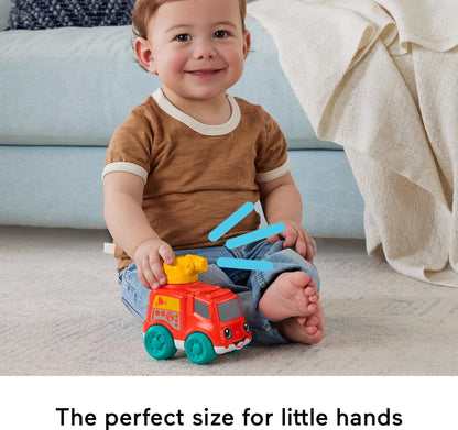Fisher-Price Baby Toy Chime & Ride Fire Truck Push-Along Vehicle with Fine Motor Activities for Infants Ages 6+ Months