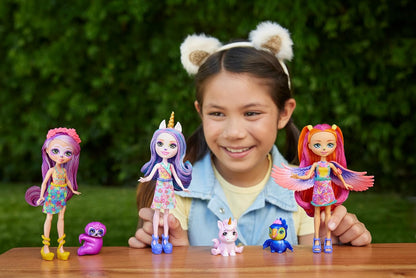 Enchantimals Dolls, Sunshine Beach Ulia Unicorn Doll and Pacifica Animal Friend, Small Doll with Removable Skirt and Accessories, Gifts for Kids, HRX84