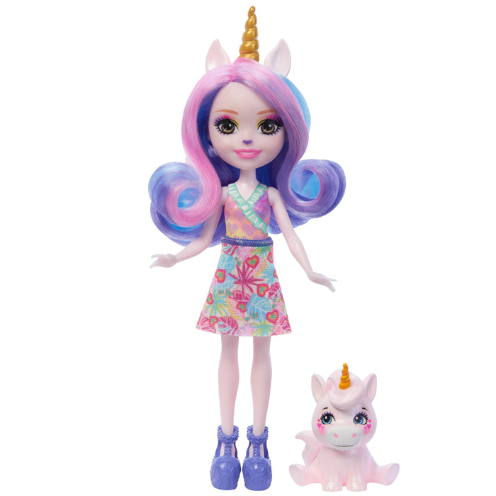 Enchantimals Dolls, Sunshine Beach Ulia Unicorn Doll and Pacifica Animal Friend, Small Doll with Removable Skirt and Accessories, Gifts for Kids, HRX84