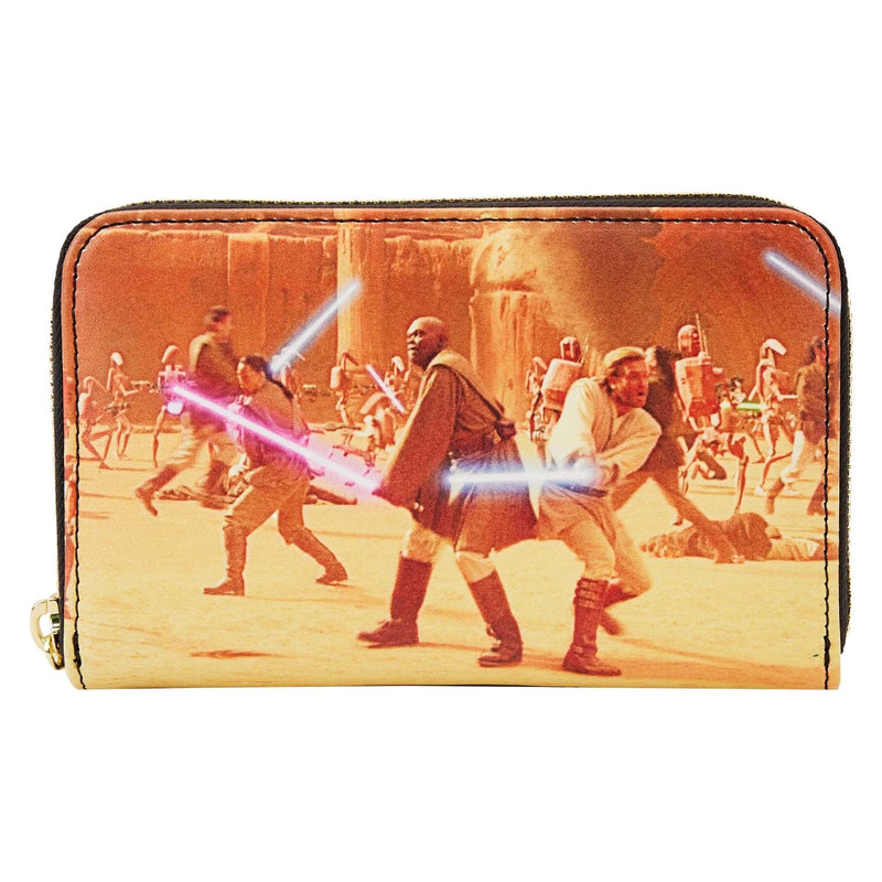 Loungefly Star Wars Episode II Attack of The Clones Scene Zip Around Wallet, Multi, Zip Around Wallet