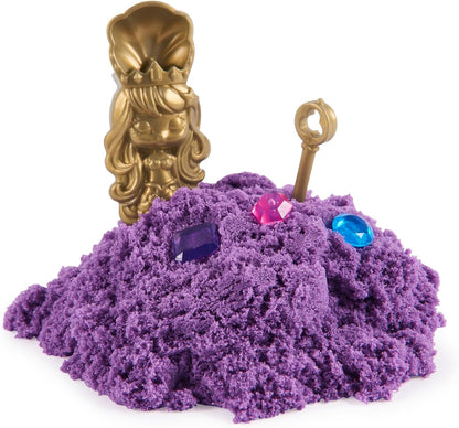 Kinetic Sand, Mini Castello Sirenetta, 170 g di Sabbia Shimmer, Sabbia Magica Viola, 1 formina, 2 accessori e 3 gemme incluse, Giocattoli per Bambini e bambine 3 anni