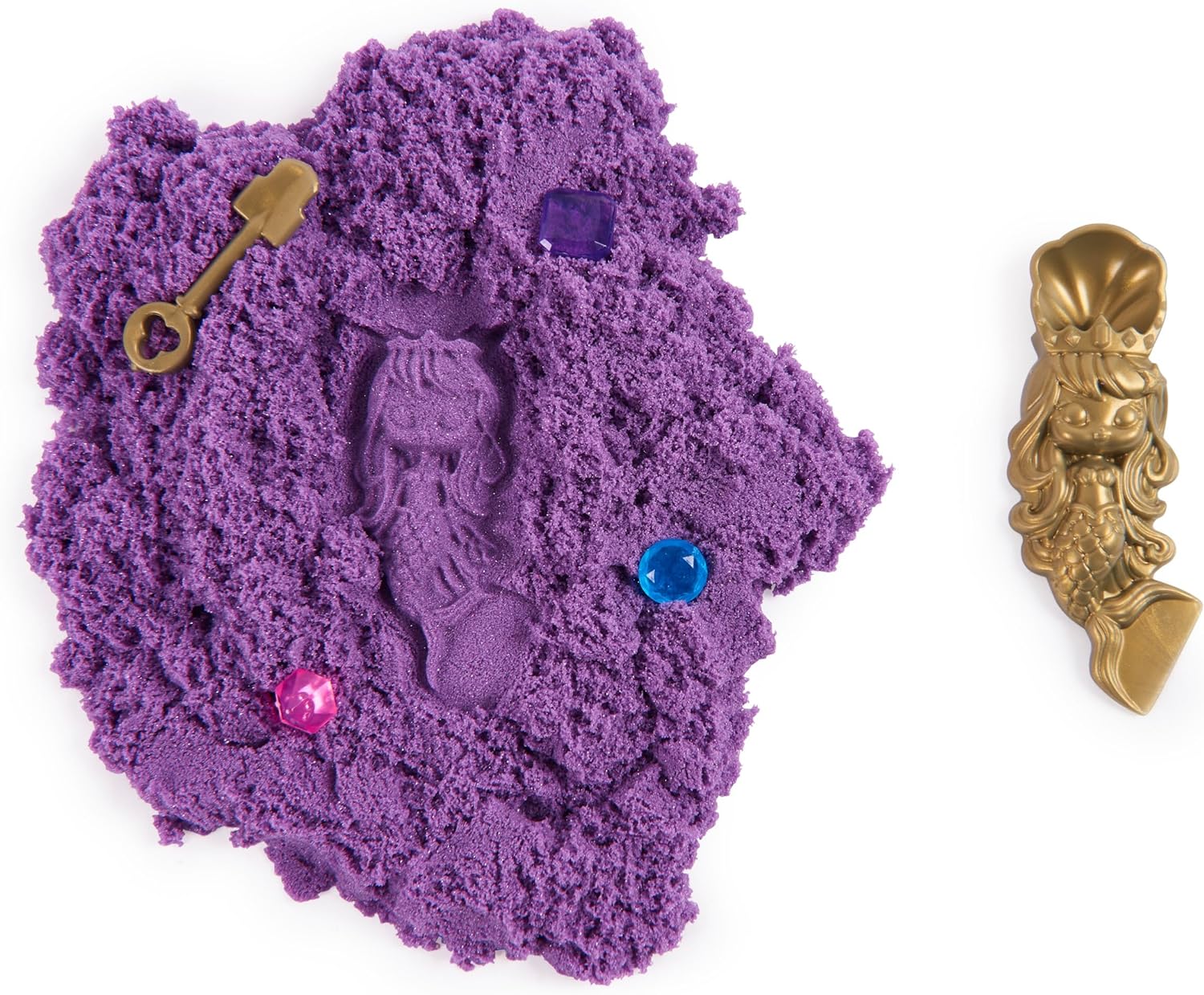 Kinetic Sand, Mini Castello Sirenetta, 170 g di Sabbia Shimmer, Sabbia Magica Viola, 1 formina, 2 accessori e 3 gemme incluse, Giocattoli per Bambini e bambine 3 anni