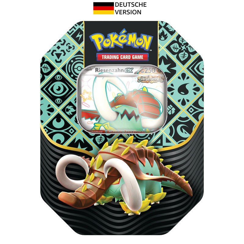 Pokémon-Sammelkartenspiel: Tin-Box Karmesin & Purpur – Paldeas Schicksale – Riesenzahn-ex (1 holografische Promokarte & 4 Boosterpacks)