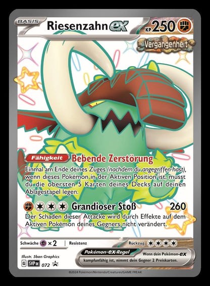 Pokémon-Sammelkartenspiel: Tin-Box Karmesin & Purpur – Paldeas Schicksale – Riesenzahn-ex (1 holografische Promokarte & 4 Boosterpacks)