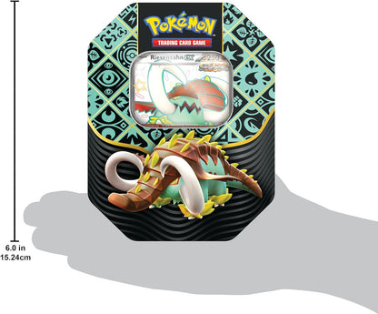 Pokémon-Sammelkartenspiel: Tin-Box Karmesin & Purpur – Paldeas Schicksale – Riesenzahn-ex (1 holografische Promokarte & 4 Boosterpacks)
