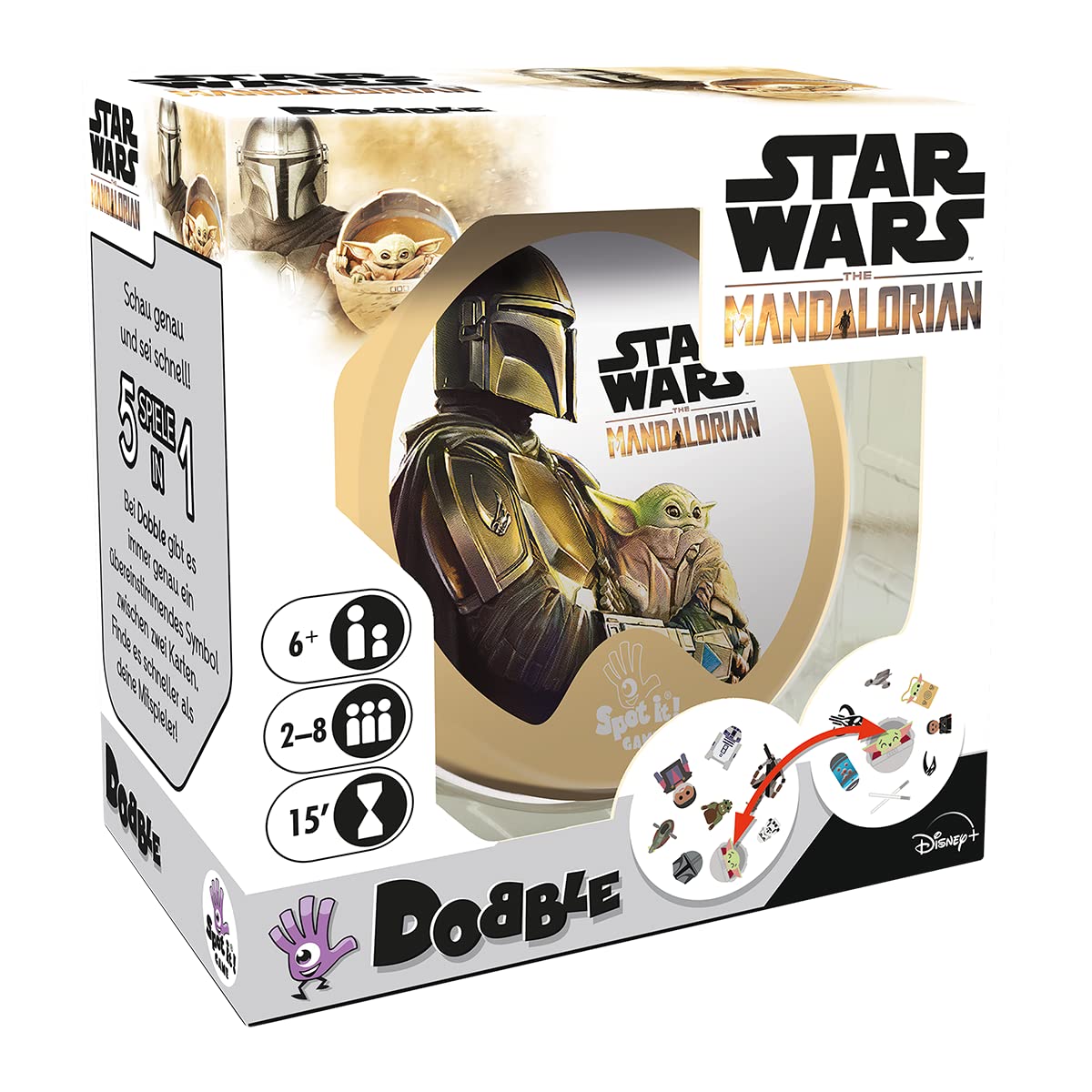 Zygomatic, Dobble Star Wars: The Mandalorian, Familienspiel, Kartenspiel, 2-8 Spieler, Ab 6+ Jahren, 15+ Minuten, Deutsch