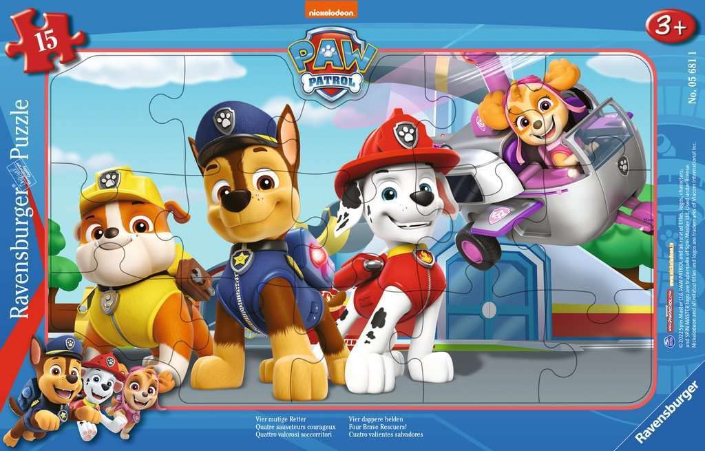 Ravensburger PUZZLE 13289 05681 Four Brave Saviors 15 Pieces Paw Patrol Frame Puzzle for Children from 3 Years