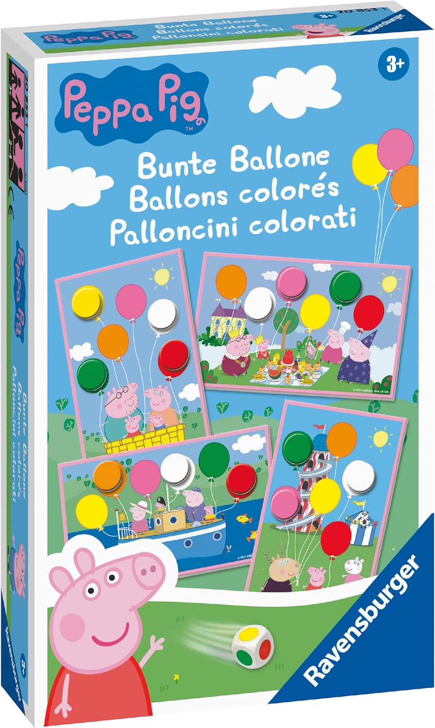 Ravensburger Gift Game - 20853 - Peppa Pig Colourful Balloons - Funny Colour Dice Game for Children from 3 Years Classic