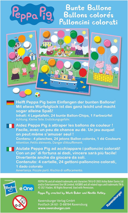 Ravensburger Gift Game - 20853 - Peppa Pig Colourful Balloons - Funny Colour Dice Game for Children from 3 Years Classic