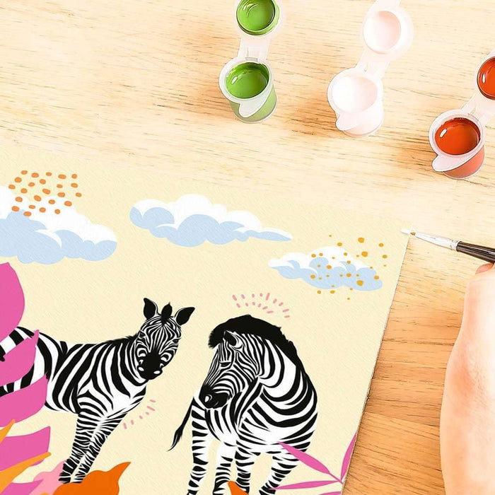 Ravensburger - CreArt Cebra, Kit para Pintar por Números, Contiene una Tabla Preimpresa 20x20 cm, Pincel, Colores y Accesorios, Juego Creativo Relajante para Adultos 14+ Años