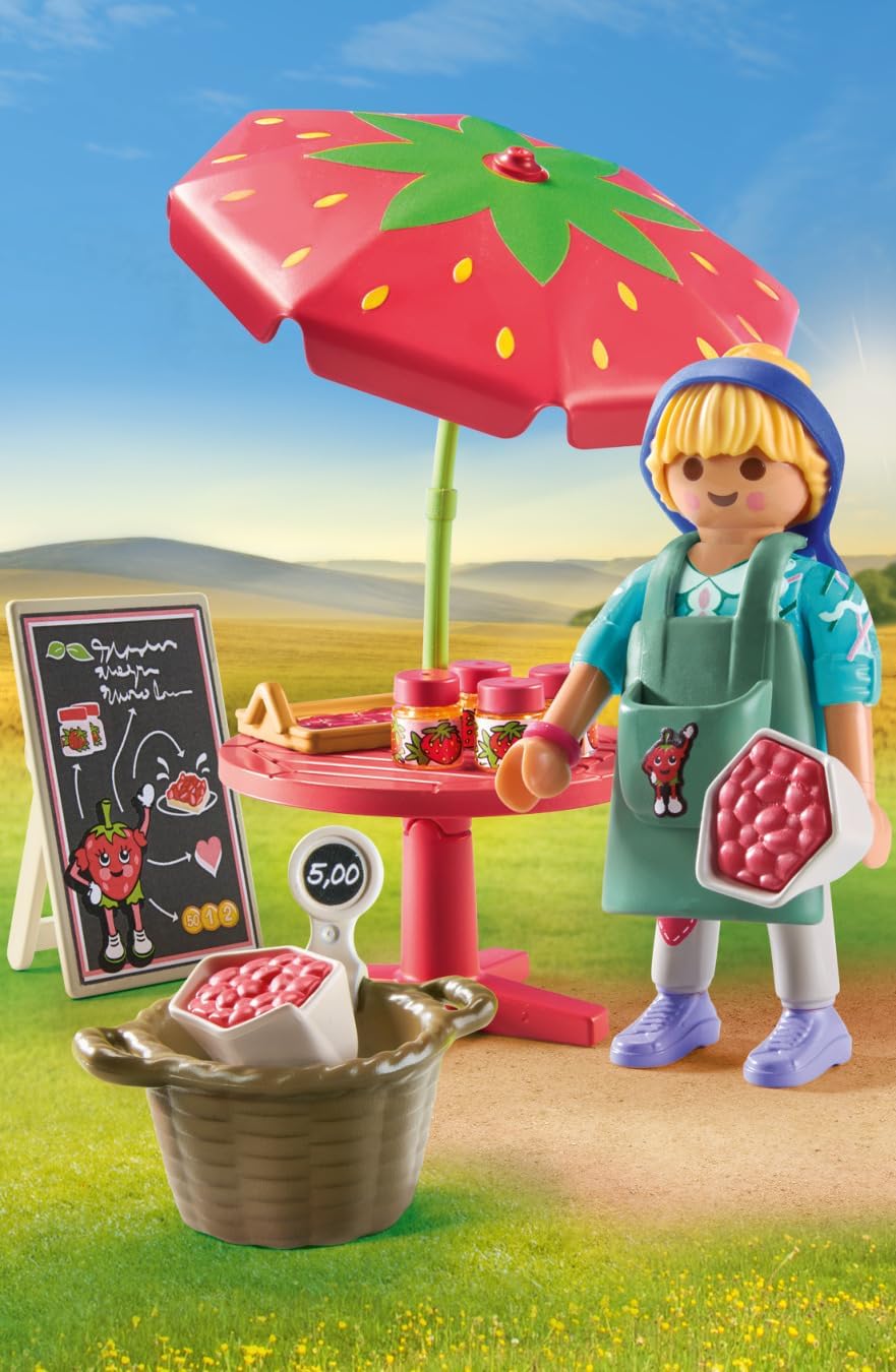 Playmobil 71445 Country: Homemade Strawberry Jam Stall, educational toy, fun imaginative role-play, playsets suitable for children ages 4+