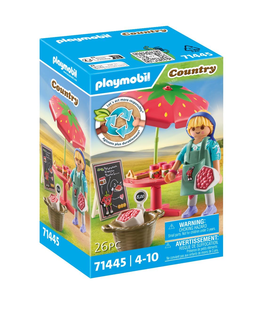 Playmobil 71445 Country: Homemade Strawberry Jam Stall, educational toy, fun imaginative role-play, playsets suitable for children ages 4+