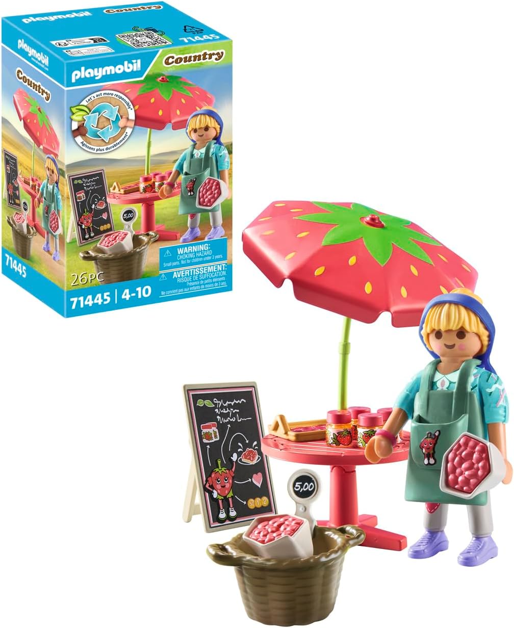 Playmobil 71445 Country: Homemade Strawberry Jam Stall, educational toy, fun imaginative role-play, playsets suitable for children ages 4+