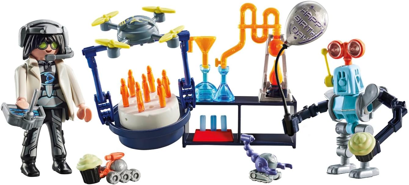 Playmobil 71450 My Life: Researchers with Robots, science-themed party in the lab, including a transport drone and robots, fun imaginative role-play, artistic play sets suitable for children ages 4+