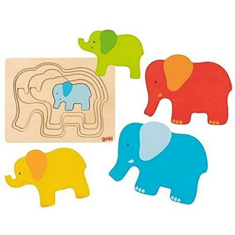 Goki 57450 Elephant Puzzles, Multi-Coloured (Multi-Coloured