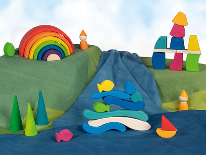 Goki Building Blocks Water World, Traditional Wooden Block Activity for Boys and Girls